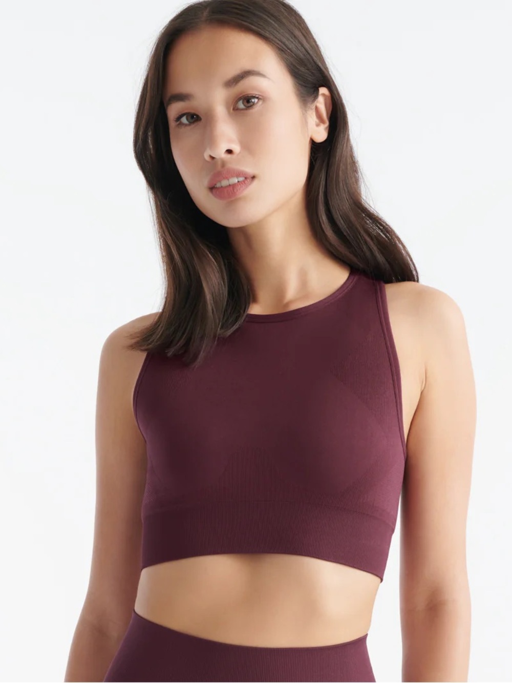 Knix Good to Go High Neck Seamless sports bra in dark cherry, size XXL